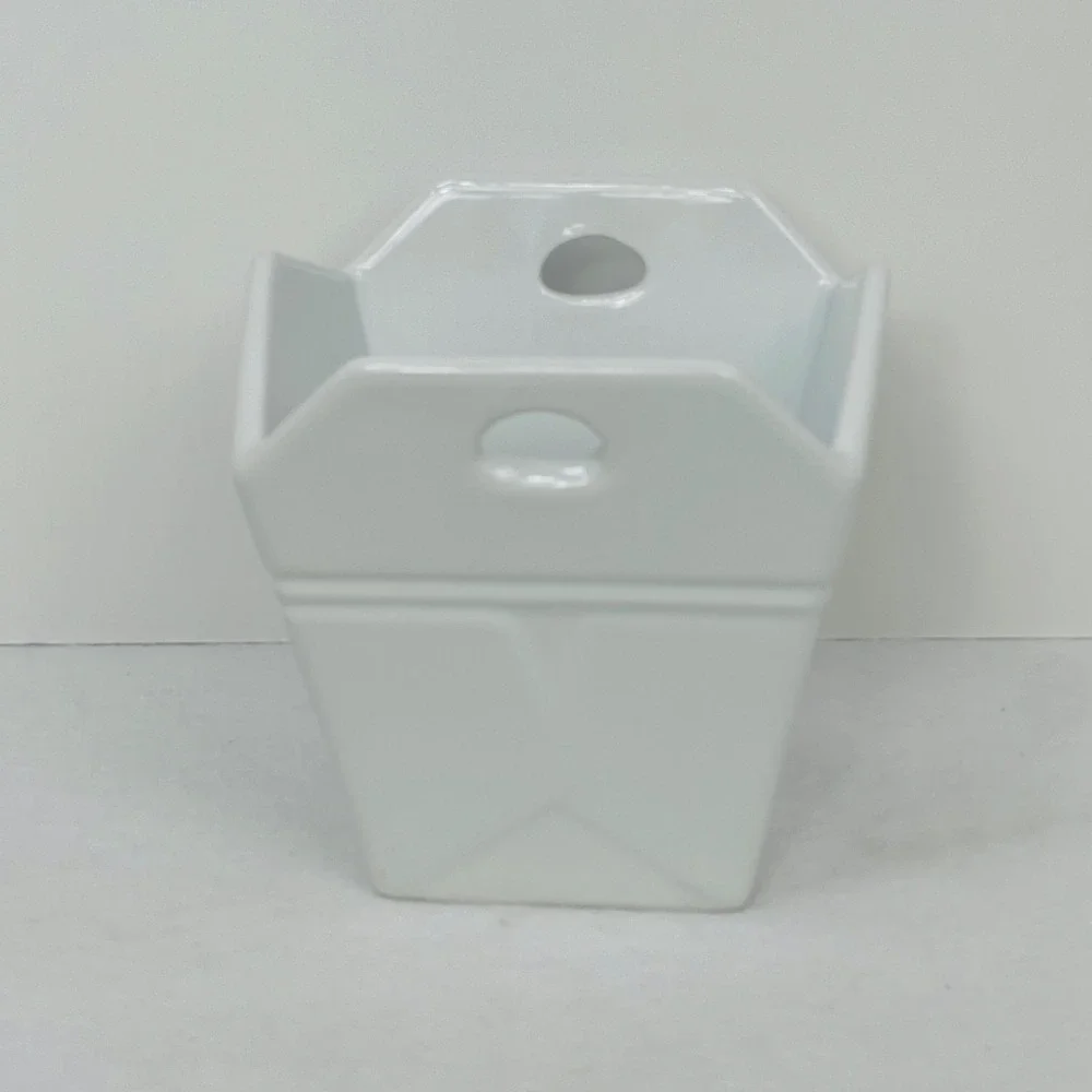 Ceramic Takeout Box Bowl White Fu Character Good Fortune Noodle Bowl 5.5in